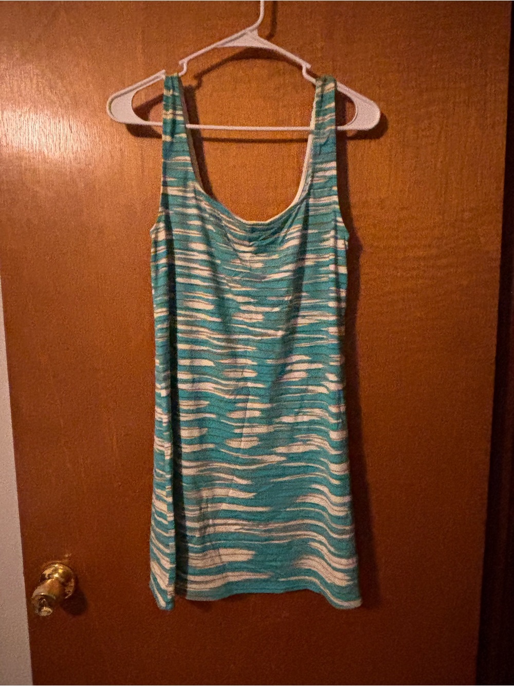Women’s Teal and White Scoop Neck Swimwear